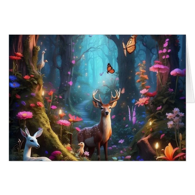 Den fantastiska skogen är en Mystical Oasis Blank  Hälsningskort (Framsidan Horizontal)