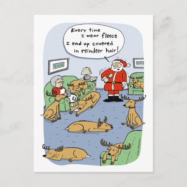 Den fantastiska Tecknaden Reindeer Hair och Ull Helg Vykort (Framsida)
