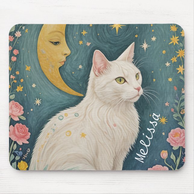 Den fantastiska vitkatten med Grönt Ögon Musmatta (Framsidan)