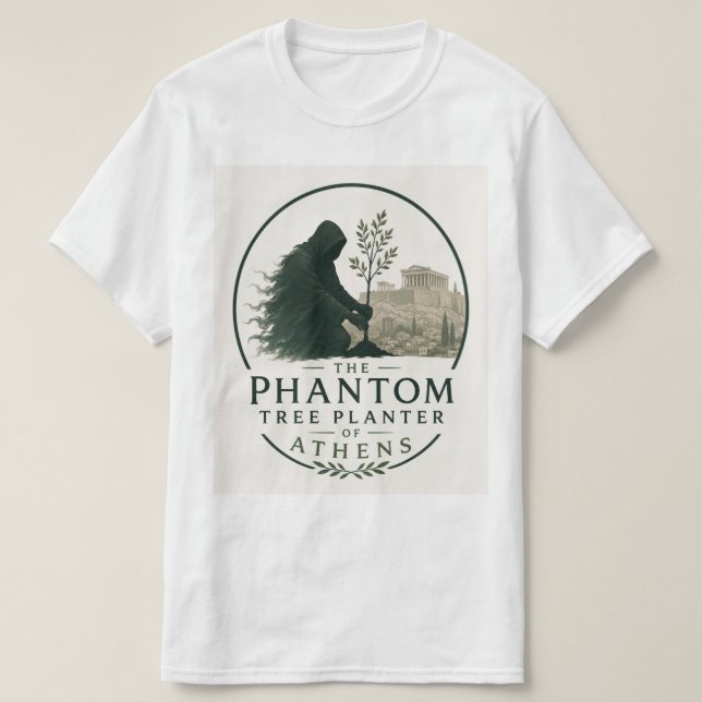 Den Fantomatiska Trädplanteraren i Aten T Shirt (Design framsida)