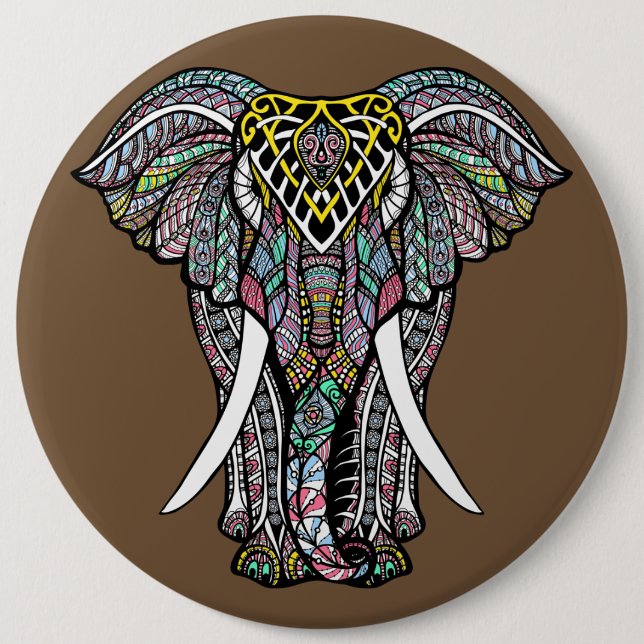 Den färgglada elefanten knapp (Framsida)