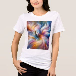 Den färgglada, luftiga ängeln på framsidan av en v t shirt