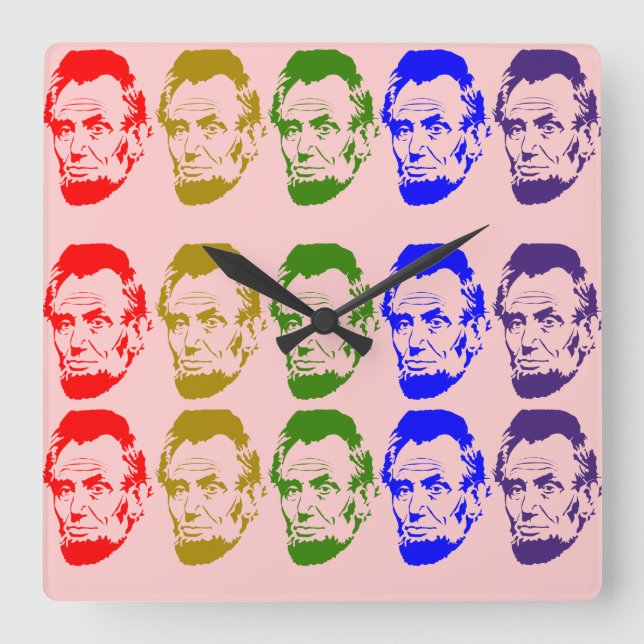 Den färgrika Abe Lincoln väggen tar tid på Fyrkantig Klocka (Framsida)