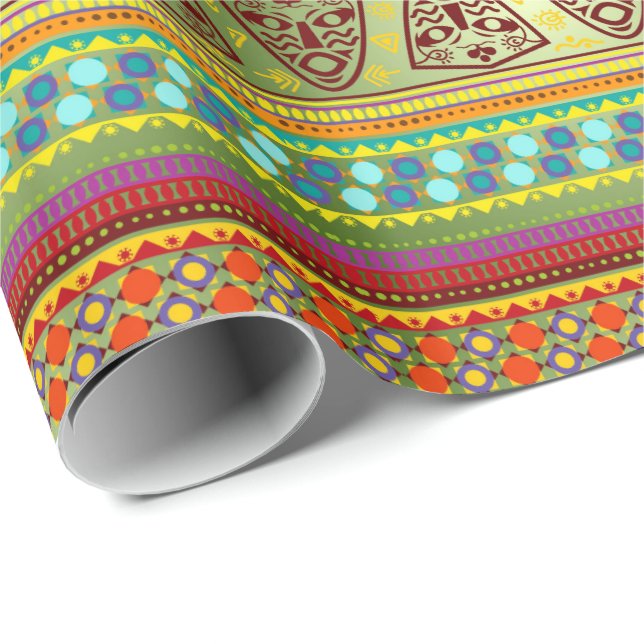 Den färgrika afrikanen maskerar det randKente Presentpapper (Rullad Hörn)