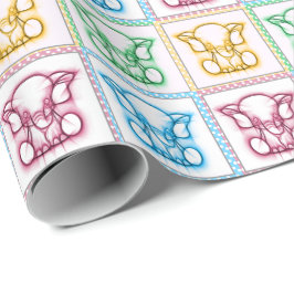 Den färgrika babyelefanten skissar presentpapper
