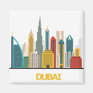 den färgrika Dubai tecknaden landskap Magnet