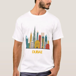 den färgrika Dubai tecknaden landskap T Shirt