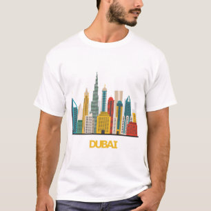 den färgrika Dubai tecknaden landskap T Shirt