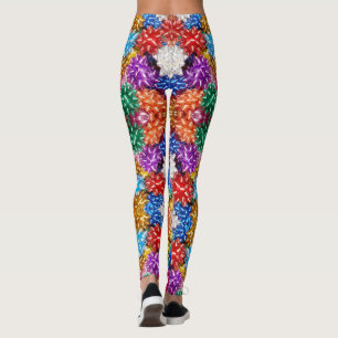 Den färgrika gåvan bugar damasker leggings