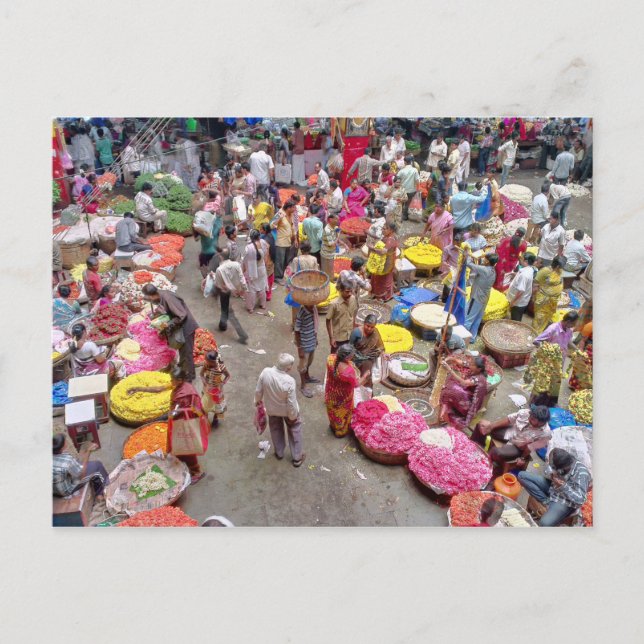 Den färgrika indiska blomman marknadsför i vykort (Framsida)