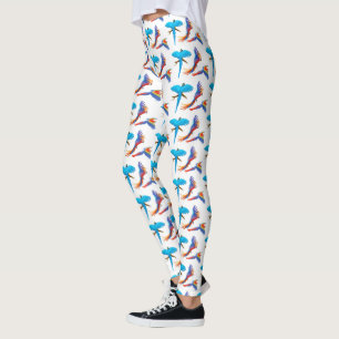 Den färgrika macawen mekaniskt säga efter damask leggings