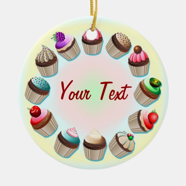 Den färgrika muffinsen cirklar prydnaden julgransprydnad keramik (Framsidan)