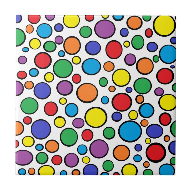 Den färgrika polka dots belägger med tegel kakelplatta (Framsidan)