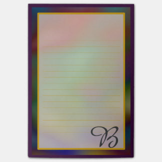 Den färgrika purpurfärgade monogramen 4x6 postar post-it block