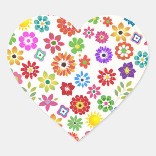 Den färgrika regnbågeblomman någon orsakar hjärtformat klistermärke