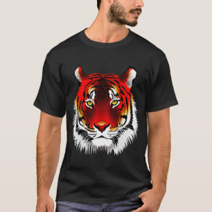 Den färgrika röda tigern med gult synar teckning t-shirt