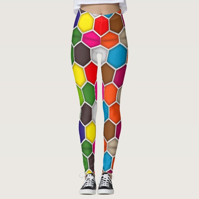 Den färgrika sexhörningen målar paletten leggings (Framsida)