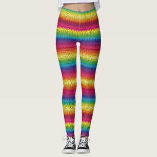 Den färgrika stack regnbågen verkställer damasker leggings