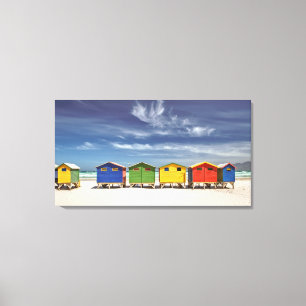 Den färgrika stranden inhyser Muizenberg, Canvastryck
