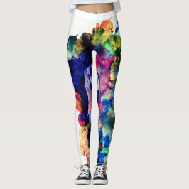 Den färgrika trendigabstraktvattenfärgen målar leggings