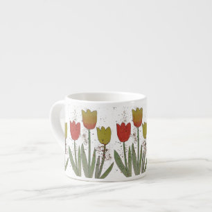 Den färgrika tulpan blommar den keramiska espressomugg