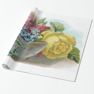 Den färgrika vintageblommigten glömmer mig inte presentpapper