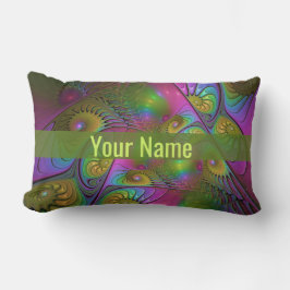 Den färgstarka Abstrakten Fractal Namn i Luminous Lumbarkudde