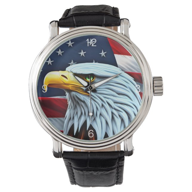 Den färgstarka amerikanska ageln med Flagga Watch Armbandsur (Framsida)