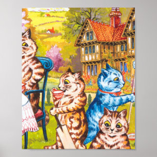 Den färgstarka dansaren Psychedelic Cats Louis Wai Poster