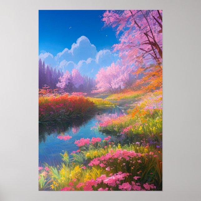 Den färgstarka färgen Flower Fält har stor skönhet Poster (Framsidan)