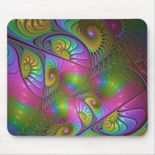 Den färgstarka färglösa Abstrakten Trippy Fractal Musmatta