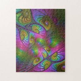 Den färgstarka färglösa Abstrakten Trippy Fractal  Pussel