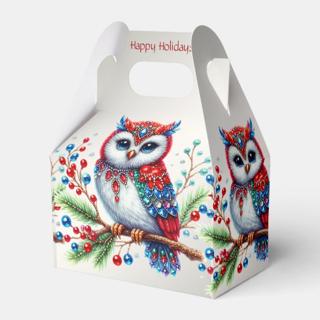 Den färgstarka julboxen Uggla Helgdag Presentaskar (Framsidan Sidan)