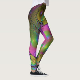 Den färgstarka, moderna Abstrakten Fractal Art Leggings