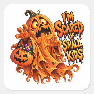 Den fega pumpaghosten – Halloweenhumor Fyrkantigt Klistermärke