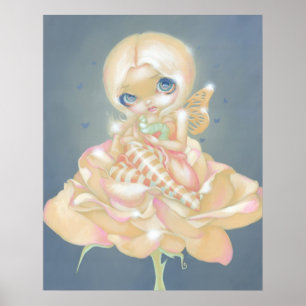 Den felika blomman för sjuk rosa KONSTTRYCKfantas Poster