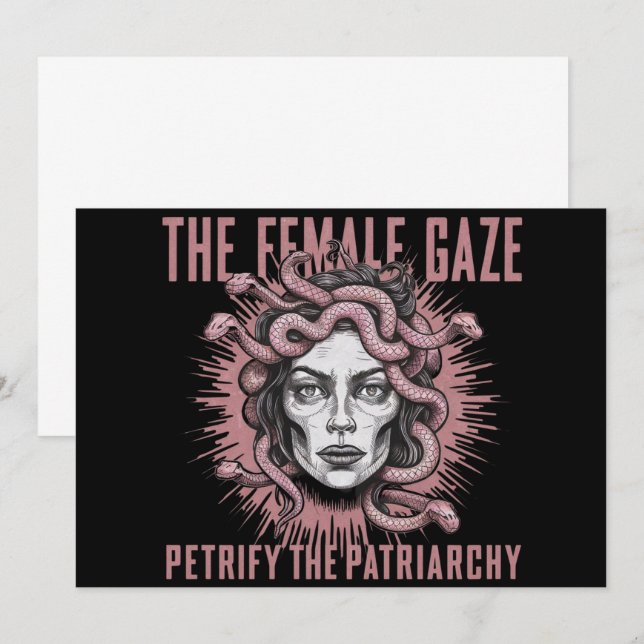Den female Gaze-gerillan Petrify Patriarchy Medusa Inbjudningar (Fram/baksida)