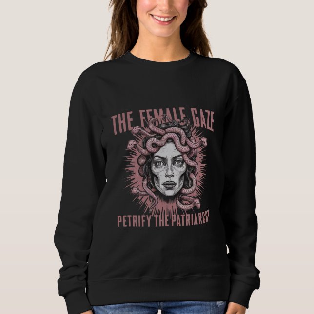 Den female Gaze-gerillan Petrify Patriarchy Medusa T Shirt (Framsida)