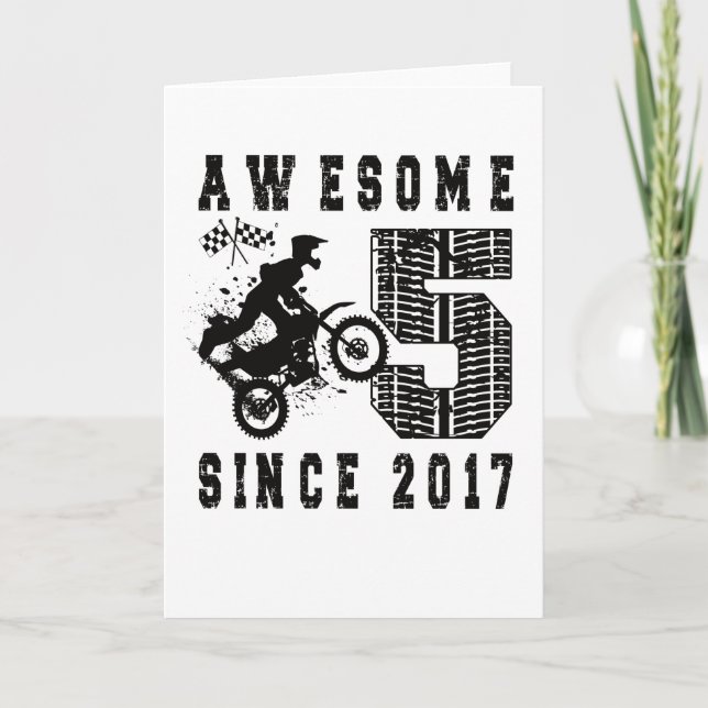 Den femte födelsedagen 2017 Gift Dirt Bike Boy Bor Kort (Framsida)