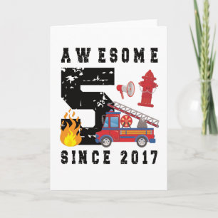 Den femte födelsedagen Gift Firefighter Boy Born 2 Kort