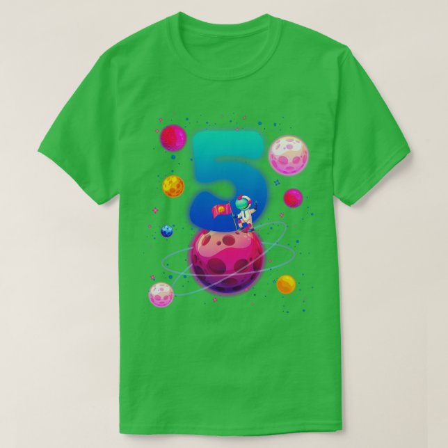Den femte Födelsedagsfesten Space Älskare Bday Gif T Shirt (Design framsida)