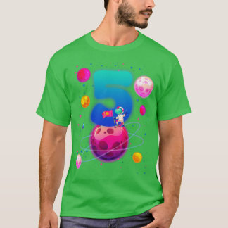 Den femte Födelsedagsfesten Space Älskare Bday Gif T Shirt