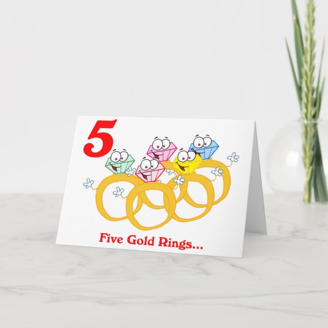 Den femte juldagen fem Guld Ringar Helgkort (Framsida)