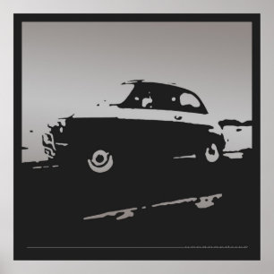Den Fiat 500 klassikern - försilvra på den svart Poster