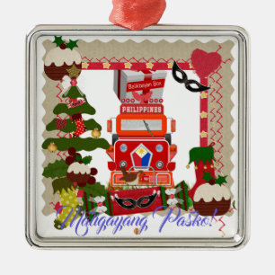 Den filippinska lyktan, parolen, flagga, julgransprydnad metall