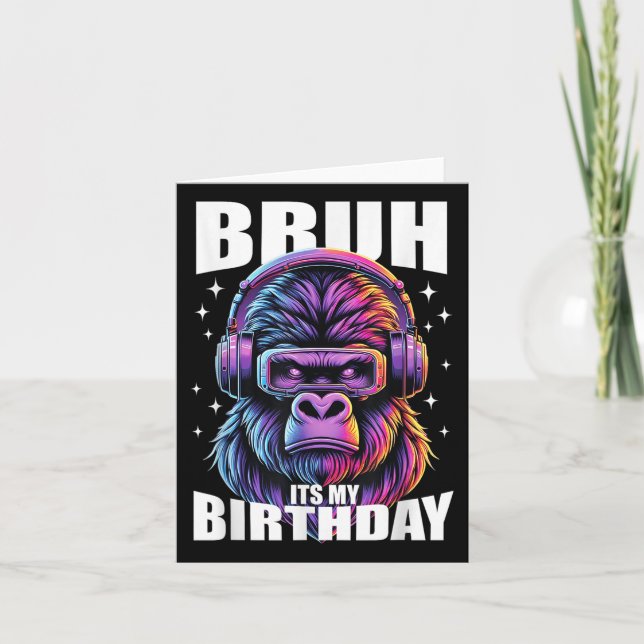 Den fina Gorilla Birthday Boys-Vuxen Kids Bruh har Kort (Framsida)