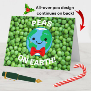 Den fina julen "ärter på jorden" Punny Modern Cute Helgkort