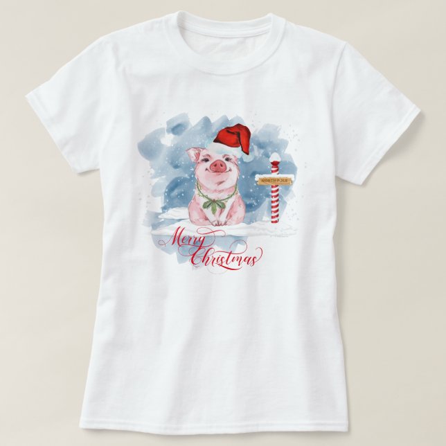 Den fina julen Gris Älskare North Pole T Shirt (Design framsida)