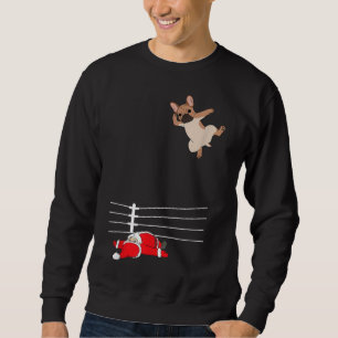 Den fina julen Hund Julafton Wrestling Santa och F Lång Ärmad Tröja
