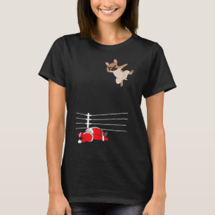 Den fina julen Hund Julafton Wrestling Santa och F T Shirt